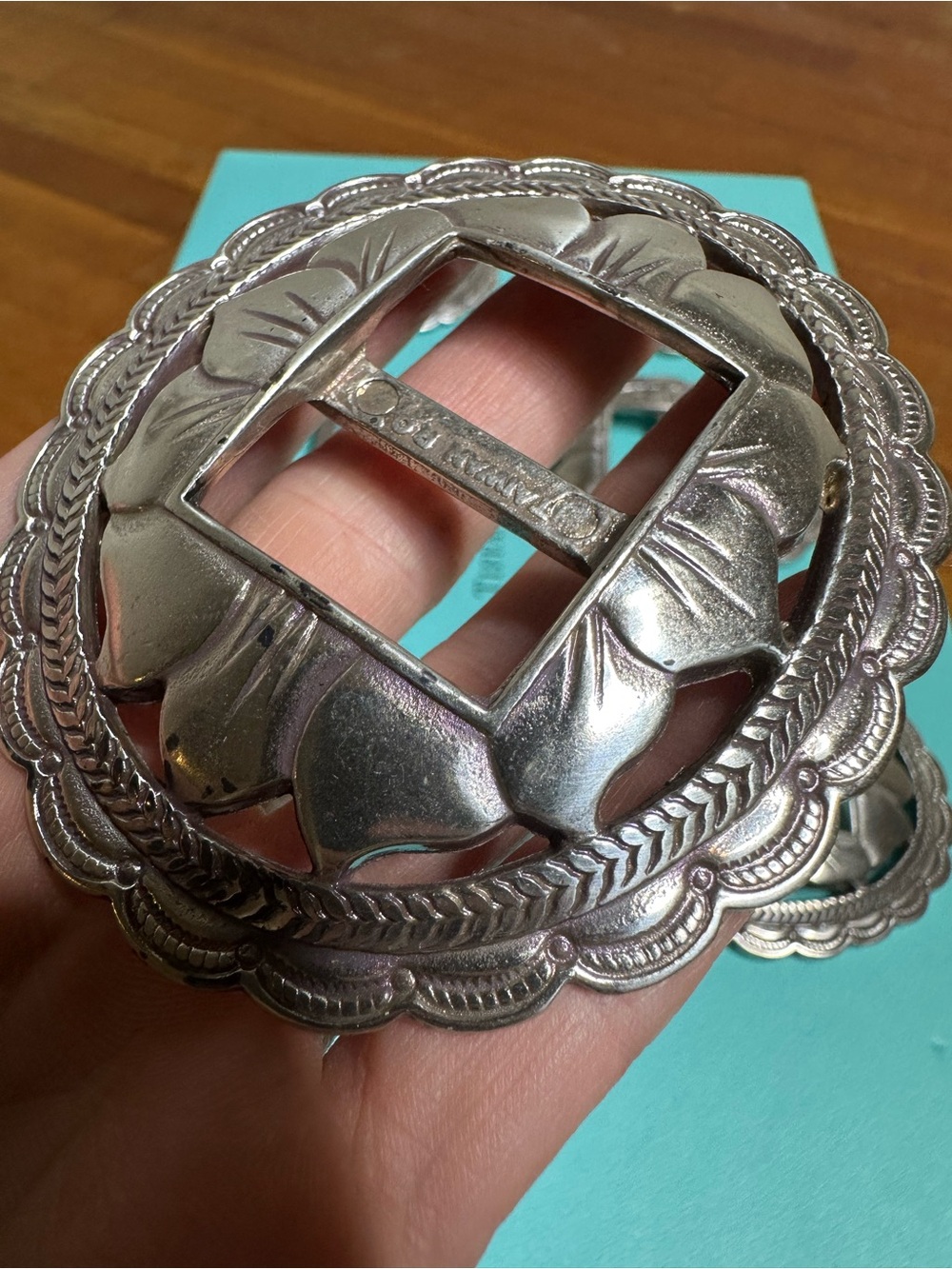 Vintage 1993 Brighton Conches Silver Tone Western For Belt - Picture 3 of 7